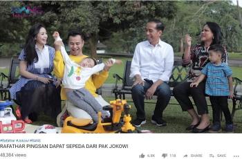 Rafathar pingsan saat dapat sepeda dari Jokowi (Tangkapan layar YouTube channel Rans Entertainment)