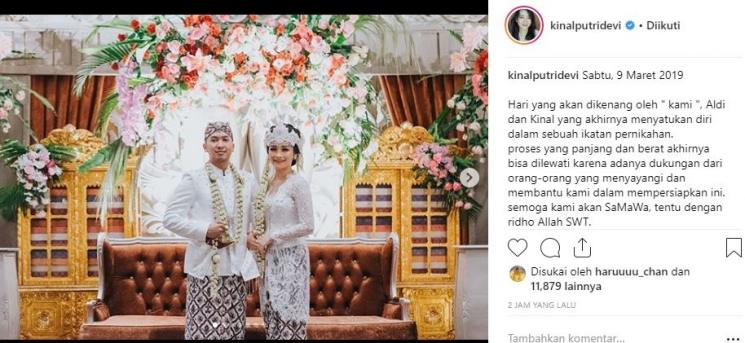Momen pernikahan Kinal eks JKT48 dan Geraldi M Murod. (Instagram/@kinalputridevi)