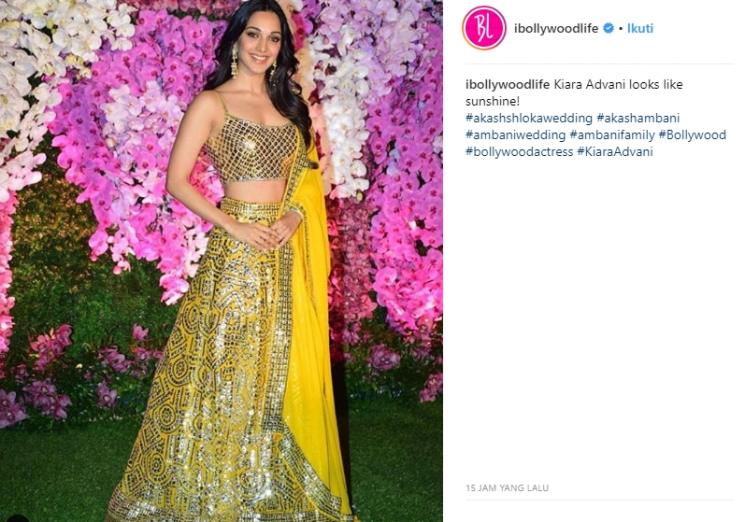 Kiara Advani di Resepsi anak konglomerat India (Instagram/@ibollywoodlife)