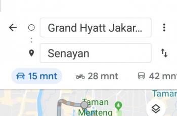 Jarak Senayan ke Grand Hyatt (Google Maps)