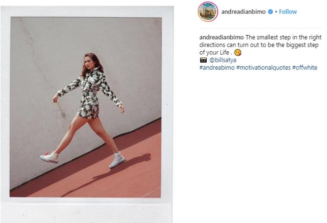 Andrea Dian tampil sporty dengan playsuit. (Instagram/@andreadianbimo)