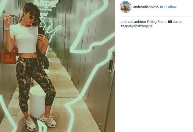 Andrea Dian dengan jogger pants. (Instagram/@andreadianbimo)