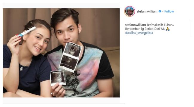 Unggahan Stefan William tentang kehamilan Celine Evangelista. (Instagram/@stefanwilliam)