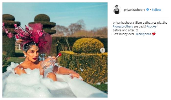 Priyanka Chopra dalam music video Sucker. (Instagram/@priyankachopra)