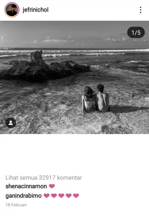 Jefri Nichol dan Shenina Cinnamon. (Instagram/@jefrinichol)