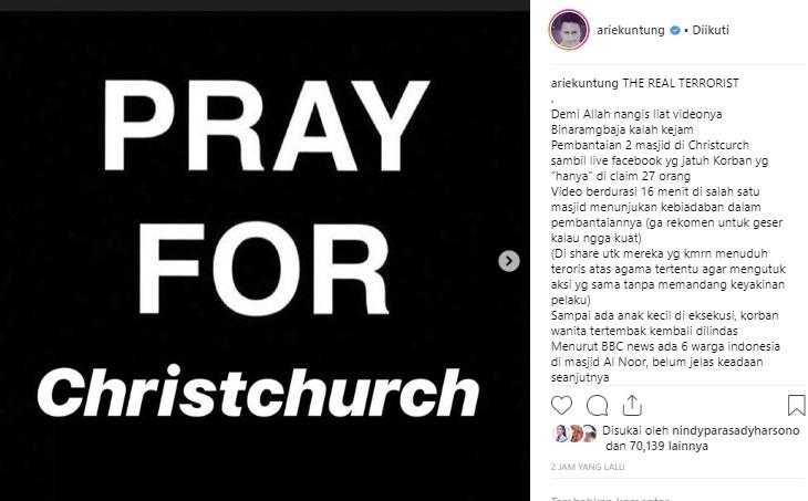 Postingan Arie Untung. (Instagram/@ariekuntung)