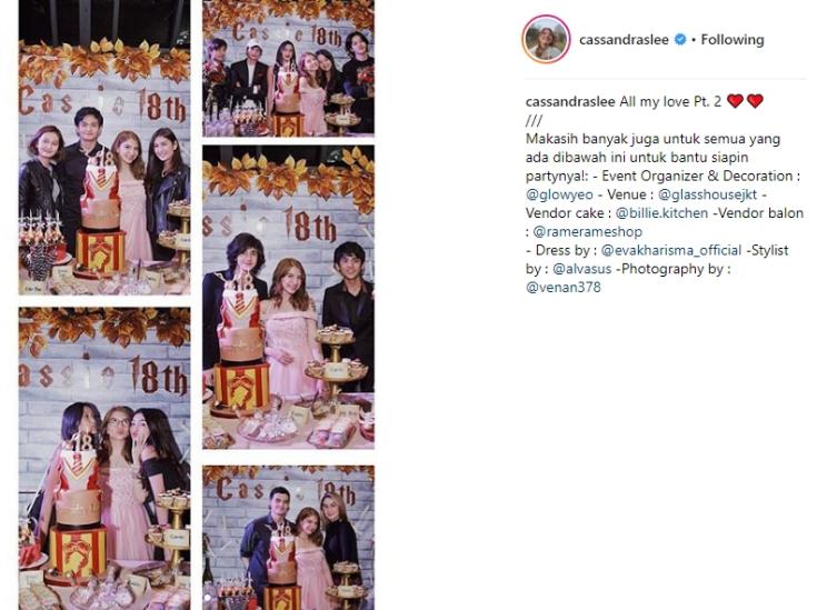 Momen pesta ulang tahun Cassandra Lee. (Instagram/@cassandralee)