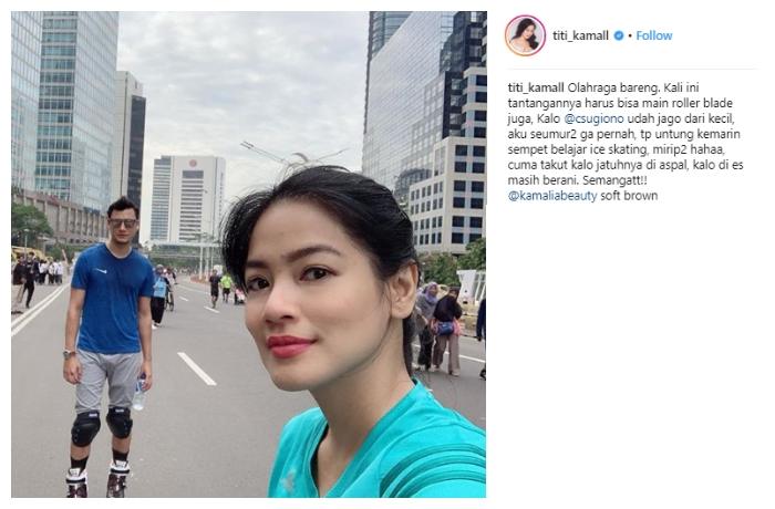 Titi Kamal dan keluarganya olahraga. (Instagram/@titi_kamall)