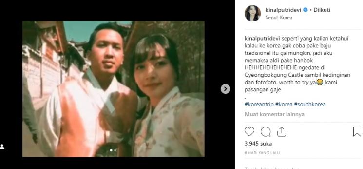 Momen bulan madu Kinal eks JKT48 dan Aldi. (Instagram/@kinalputridevi)