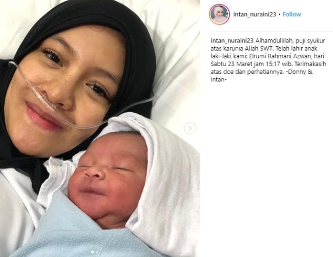 Intan Nuraini melahirkan anak ketiganya. (Instagram/@intan_nuraini23)