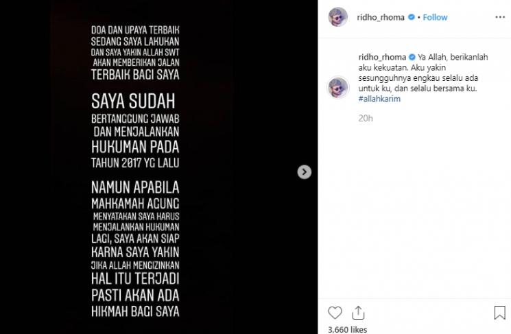 Ridho Rhoma.(Instagram/@ridho_rhoma)