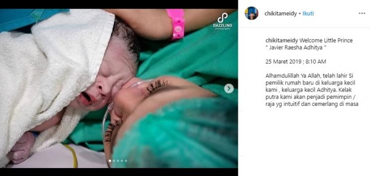 Chikita Meidy lahirkan anak pertama. (Instagram/@chikitameidy)