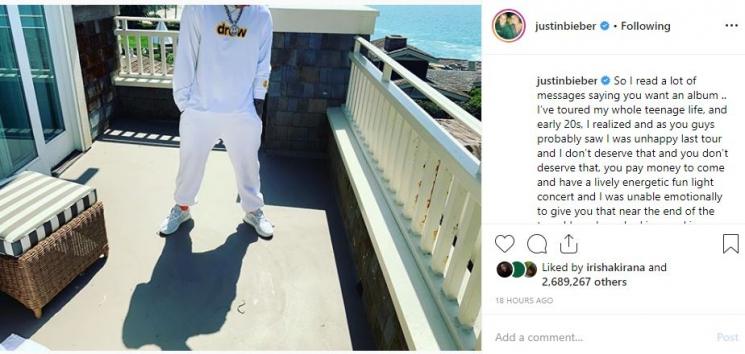 Justin Bieber. (Instagram/@justinbieber)
