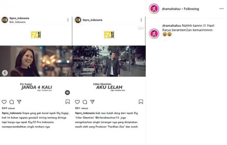 Elly Sugigi dan Irfan Rilis Lagu (Instagram/@dramahaluu)