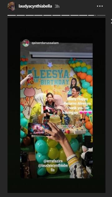 Momen ulang tahun Engku Aleesya. (Instagram/@laudyacynthiabella)