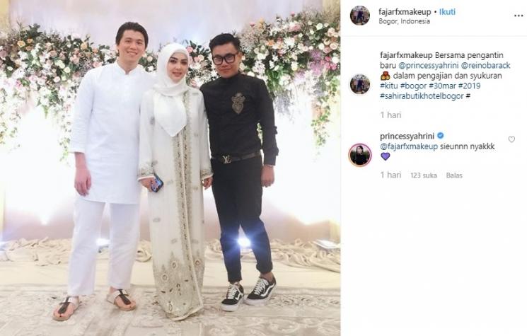 Reino Barack, Syahrini dan Fajar Fx Makeup. (Instagram/@fajarfxmakeup)