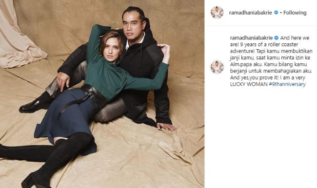 Nia Ramadhani dan Ardie Bakrie. (Instagram/@ramadhaniabakrie)