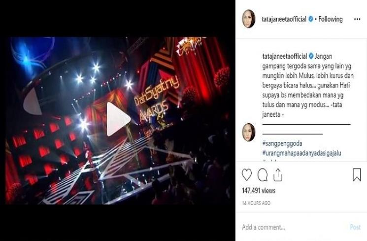 Unggahan Tata Janeeta (Instagram @tatajaneetaofficial)