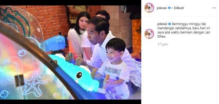 Presiden Jokowi dan cucunya, Jan Ethes. (Instagram/@jokowi)