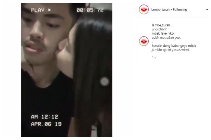 Faye Nicole bermesraan dengan laki-laki yang mirip Ojan Sketsa. (Instagram/@lambe_turah)