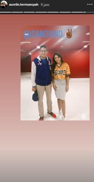 Aurel Hermansyah ketemu Sandiaga Uno. (Instagram/@aurelie.hermansyah)