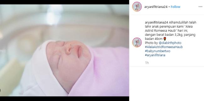 Anak kedua Aryani Fitriana dan Donny Michael. (Instagram/@aryanifitriana24)