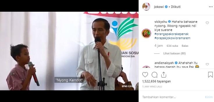 Komentar Vicky Shu dan Andien di postingan Presiden Jokowi. (Instagram/@jokowi)