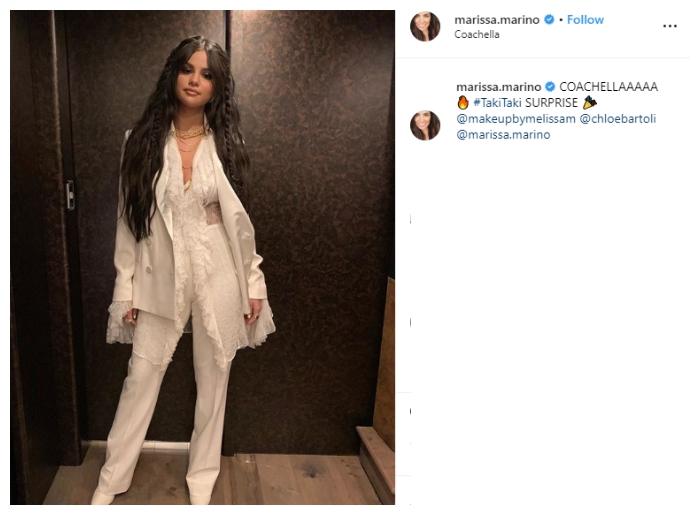 Selena Gomez hadiri festival musik Coachella. (Instagram/@marissa.marino)
