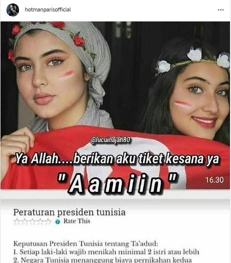 Hotman Paris unggah foto dukungan Tunisia terkait poligami yang marak di medsos.