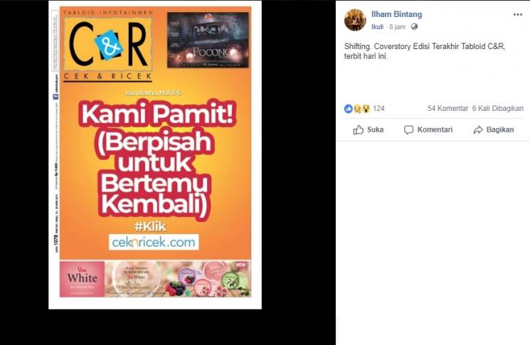 Tabloid Cek & Ricek pamitan. (Facebook/Ilham Bintang)