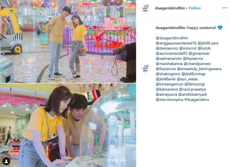 Angga Yunanda dan Zara JKT 48 (Instagram/@duagarisbirufilm)
