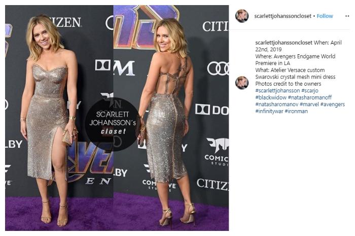 Scarlett Johansson hadiri premier Avengers : End Game. (Instagram/@scarlettjohanssoncloset)
