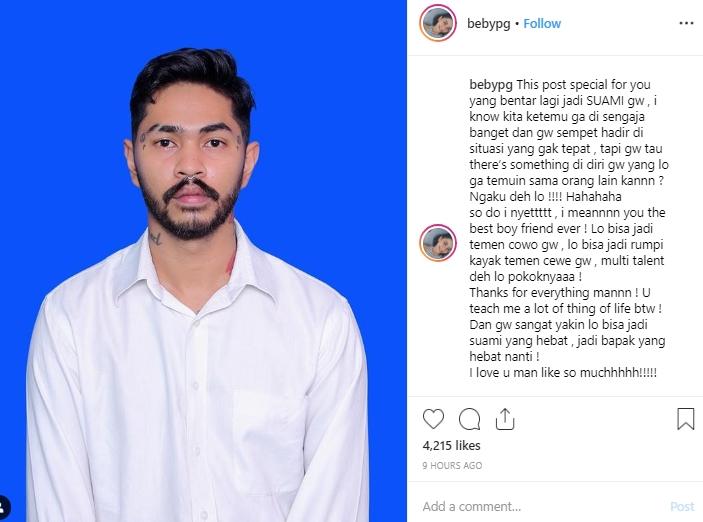 Unggahan calon istri Onadio Leonardo. (Instagram/@bebypg)