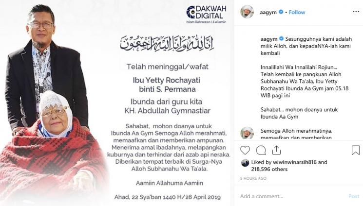Aa Gym dan Almarhum Ibundanya (Instagram/@aagym)