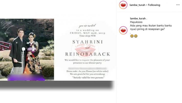 Syahrini dan Reino Barack (Instagram/@lambe_turah)