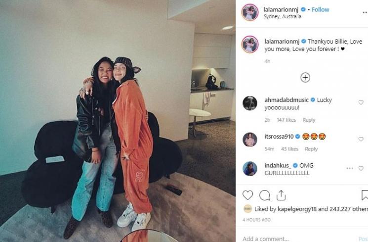 Marion Jola dan Billie Eilish. (Instagram/@lalamarionj)