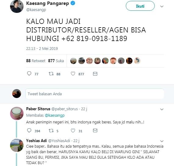 Cuitan Kaesang diprotes. [Twitter]