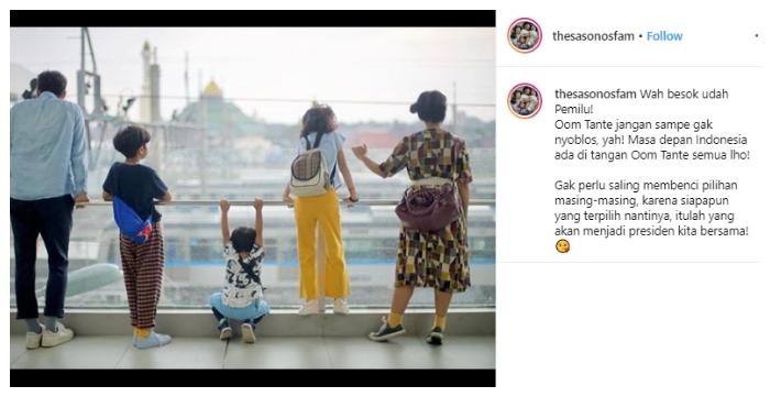 Keluarga Dwi Sasono dan Widi Mulia. (Instagram/@thesasonofamily)