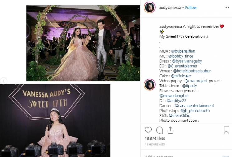 Ulang tahun mewah adik Randy Martin. (Instagram/@audyvanessa)