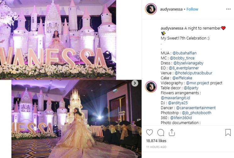 Ulang tahun mewah adik Randy Martin. (Instagram/@audyvanessa)