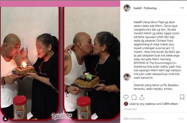 Indro Warkop ulang tahun (Instagram @hada9)