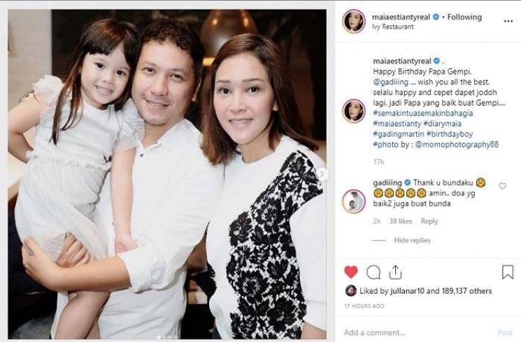 Gempita Nora Marten, Gading Marten, dan Maia Estianty (Instagram @maiaestiantyreal)