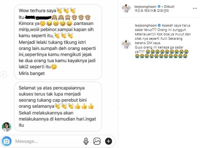 Lee Jeong Hoon geram ada netizen yang menghina anaknya. (Instagram/@leejeonghoon)