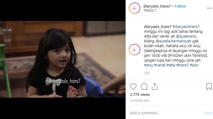 Lucunya Arsy Hermansyah berceloteh. (Instagram/@diaryasix_trans7)