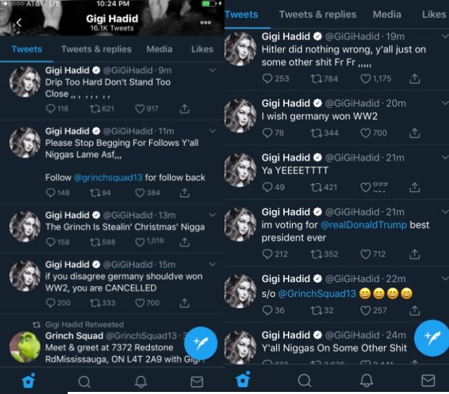 Cuitan Gigi Hadid membahas rasis dan Nazi. (thebiglead.com)