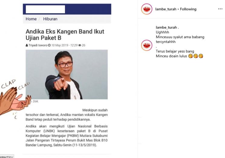Andika eks Kangen Band (Instagram/@lambe_turah)