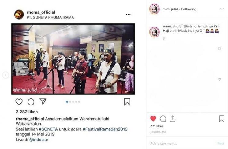 Rhoma Irama sedang berlatih (Instagram @mimi.julid)
