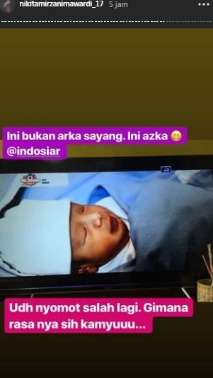 Postingan Nikita Mirzani soal TV salah comot foto bayinya. [Instagram]