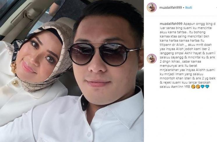 Muzdalifah dan suaminya, Fadel Islami. (Instagram/@muzdalifah999)
