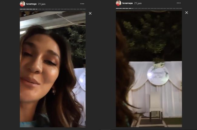 Luna Maya duduk di pelaminan sendirian. (Instagram/@lunamaya)